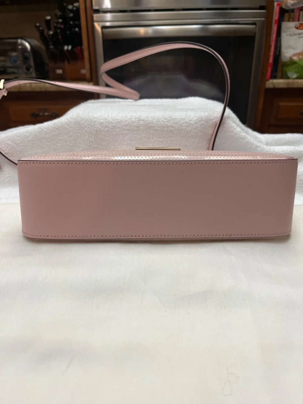 NWT Kate Spade Madison Sequin/Leather Convertible Crossbody.  Rose Smoke/Pink.